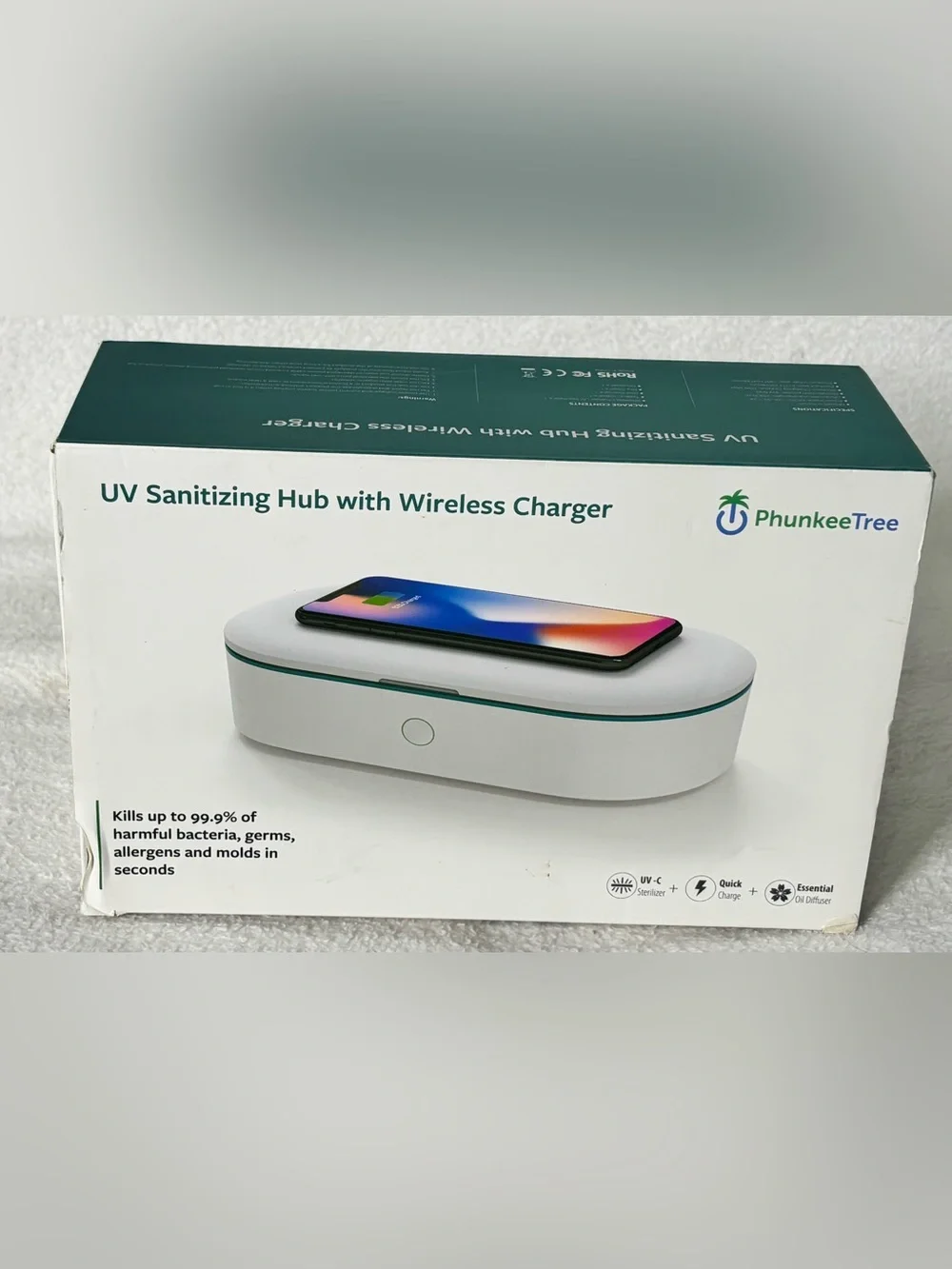 PhunkeeTree UV Sanitizing Hub with Wireless Charger - White